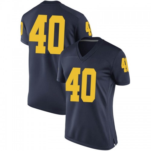 Ben VanSumeren Michigan Wolverines Women's NCAA #40 Navy Game Brand Jordan College Stitched Football Jersey WXP2354VI